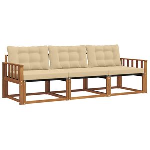 vidaXL Conjunto de Sof&aacute;s para Exterior 3 unid. Natural e Bege