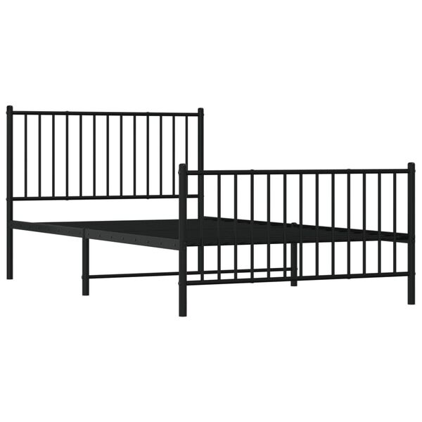 vidaXL Estrutura de cama com cabeceira e p&eacute;s 107x203 cm metal preto