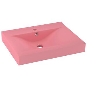 vidaXL Lavat&oacute;rio c/ orif&iacute;cio de torneira 60x46 cm cer&acirc;mica rosa mate