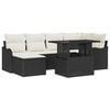 vidaXL Conjunto de Sof&aacute; de Jardim 7 unid. Preto Rattan Sint&eacute;tico