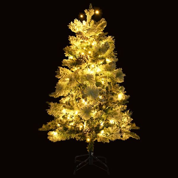 vidaXL &Aacute;rvore de Natal pr&eacute;-iluminada c/ flocos neve e pinhas PVC/PE