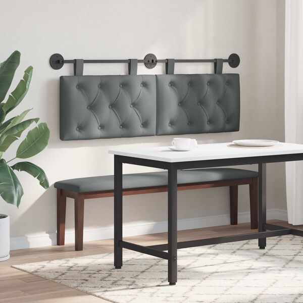 vidaXL Cabeceira Suspensa Cinza Escuro 130 x 55 x 7 cm tecido