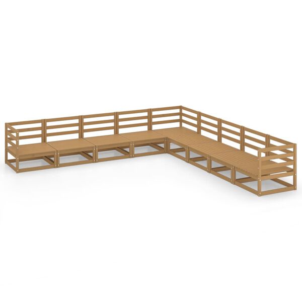 vidaXL 9 pcs conjunto lounge de jardim pinho s&oacute;lido castanho mel