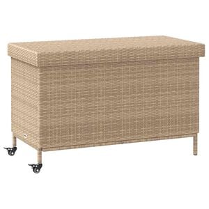 vidaXL Caixa de arruma&ccedil;&atilde;o com rodas 110x55x73cm vime PE bege misturado