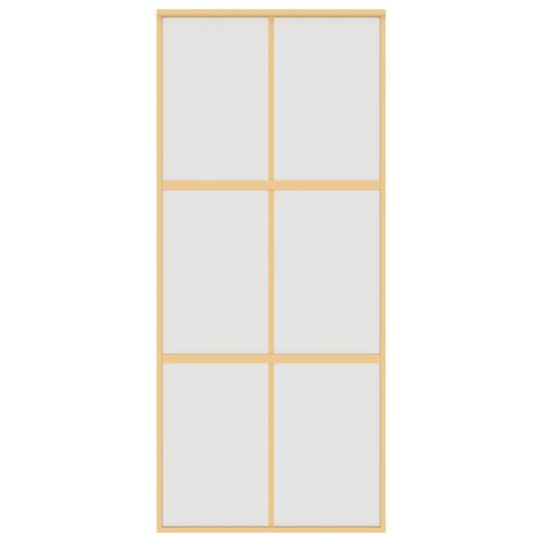 vidaXL Porta deslizante 90x205 cm vidro ESG fosco/alum&iacute;nio dourado
