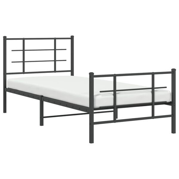 vidaXL Estrutura de cama com cabeceira e p&eacute;s 90x200 cm metal preto