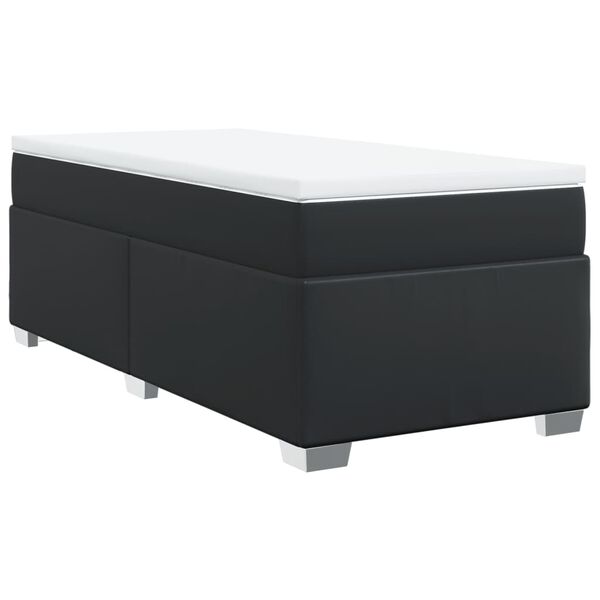 vidaXL Cama com molas/colch&atilde;o 100x200 cm couro artificial preto