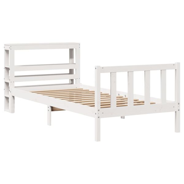 vidaXL Cama sem colch&atilde;o 90x200 cm madeira de pinho maci&ccedil;a branco