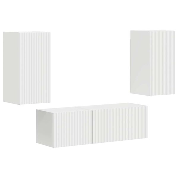 vidaXL Conjunto de Gabinete de Parede para TV 4 pcs Branco