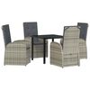 vidaXL Conjunto de Jantar para Jardim 5 unid. Cinzeto vime PE