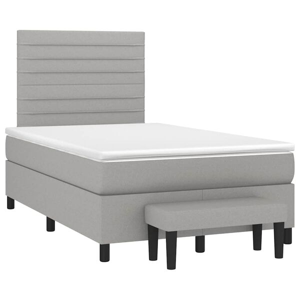 vidaXL Cama boxspring com colch&atilde;o 120x190 cm tecido cinzento-claro