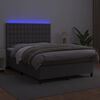 vidaXL Cama box spring c/ colch&atilde;o/LED 140x190cm couro artificial cinza
