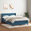 vidaXL Cama com molas/colch&atilde;o 160x220 cm veludo azul-escuro