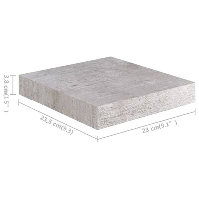 vidaXL Prateleiras de parede 4 pcs 23x23,5x3,8cm MDF cinzento-cimento