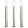 vidaXL Lumin&aacute;rias de balizador, 3 pe&ccedil;as, 80 cm, a&ccedil;o inoxid&aacute;vel, IP44