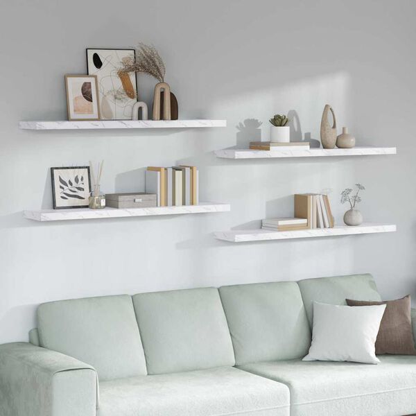 vidaXL Prateleira de Parede 4 pcs M&aacute;rmore Branco 120 x 23,5 x 4 cm