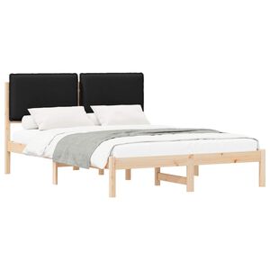 vidaXL Estrutura de Cama com Cabeceira Estofada Preto 140 x 190 cm