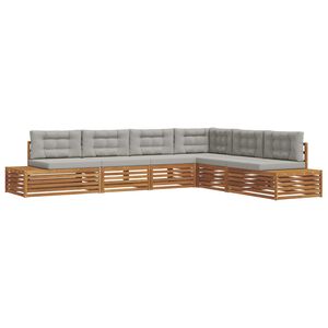 vidaXL 7 unid. Conjunto de Sof&aacute;s para Exterior Cinza Natural e Claro