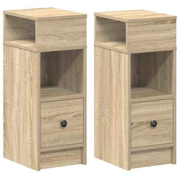 vidaXL Mesas de cabeceira 2 pcs com gaveta 25x31x66 cm carvalho sonoma