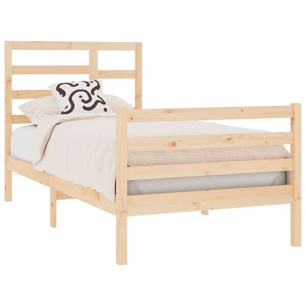 vidaXL Estrutura de cama solteiro 90x190 cm madeira maciça