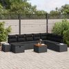 vidaXL Conjunto de Sof&aacute; de Jardim 9 pcs Preto Rattan Sint&eacute;tico