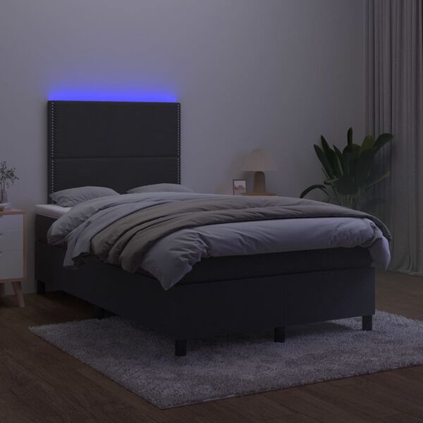 vidaXL Cama box spring c/ colch&atilde;o/LED 120x200 cm veludo preto