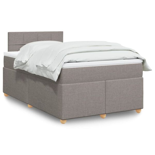 vidaXL Cama boxspring c/ colch&atilde;o 120x190cm tecido castanho-acinzentado
