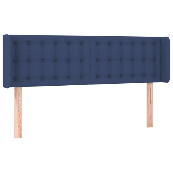 vidaXL Cabeceira de cama c/ abas tecido 147x16x78/88 cm azul