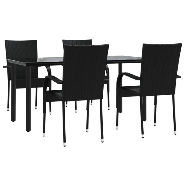 vidaXL 5 pcs conjunto de jantar p/ jardim vime PE preto