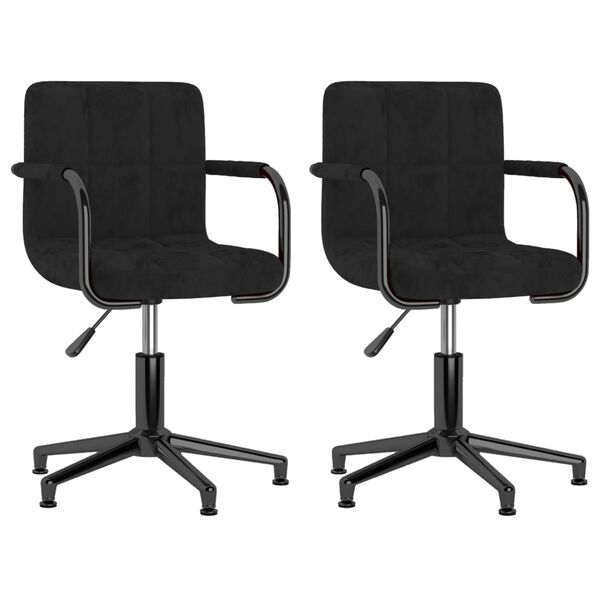 vidaXL Cadeiras de jantar girat&oacute;rias 2 pcs veludo preto
