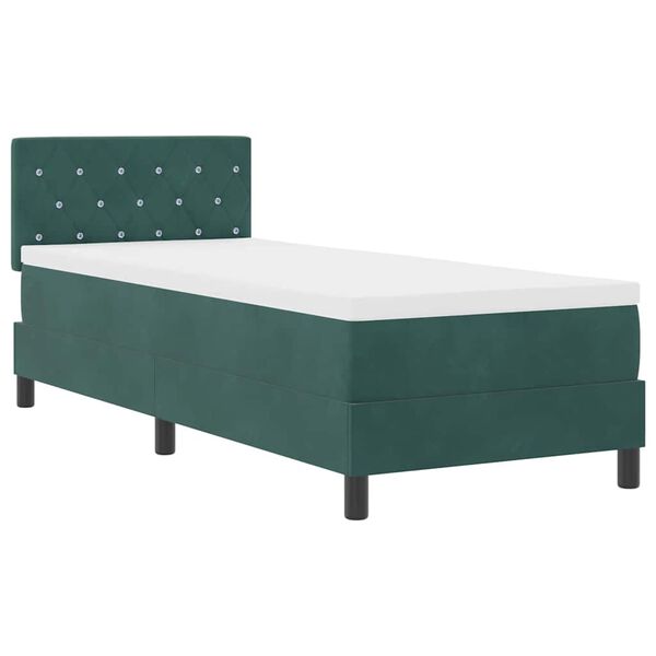 vidaXL Cama Box Spring LED com colch&atilde;o Verde Escuro 80 x 200 cm Veludo