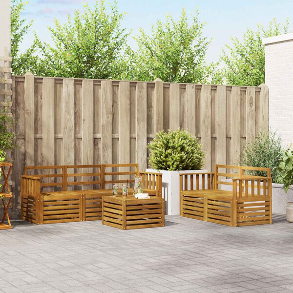 vidaXL Conjuntos de sof&aacute;s 6 pcs Natural Madeira S&oacute;lida de Ac&aacute;cia