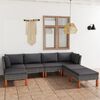 vidaXL 7 pcs conjunto lounge de jardim c/ almofad&otilde;es vime PE cinzento