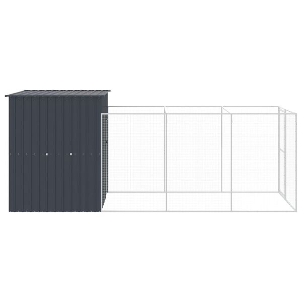 vidaXL Casota p/ c&atilde;es c/ parque 165x455x181 cm a&ccedil;o galvaniz. antracite