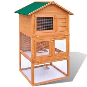 vidaXL gaiola de madeira para coelhos de exterior com 3 camadas