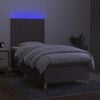 vidaXL Cama box spring + colch&atilde;o/LED 80x200cm tecido cinza-acastanhado