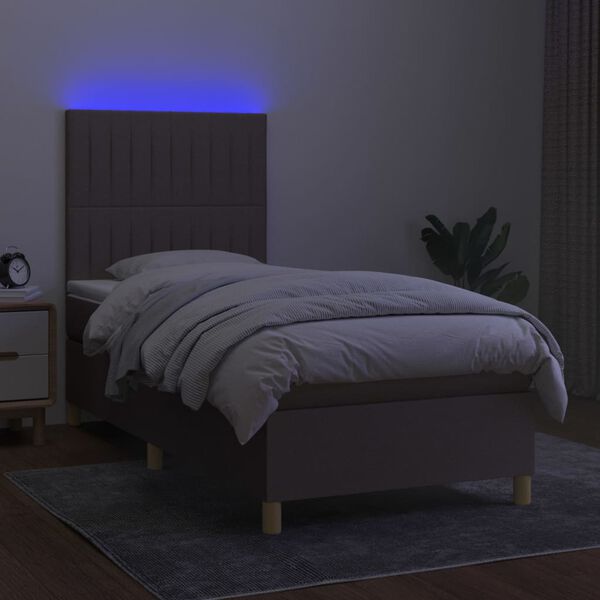 vidaXL Cama box spring + colch&atilde;o/LED 80x200cm tecido cinza-acastanhado