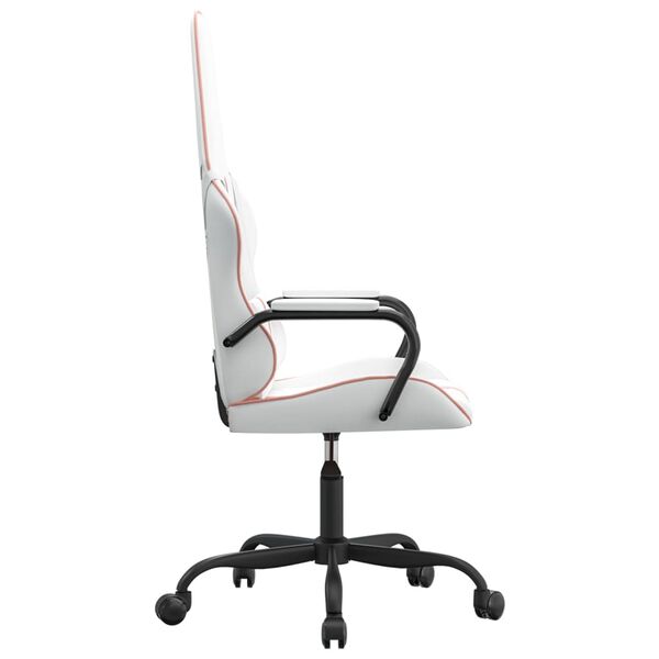 vidaXL Cadeira gaming couro artificial branco e rosa