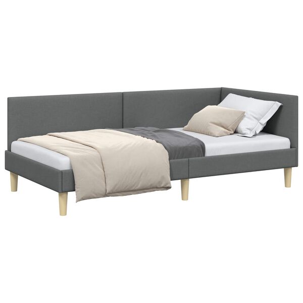 vidaXL Estrutura de Cama de Canto Cinza Escuro 80 cm x 200 cm