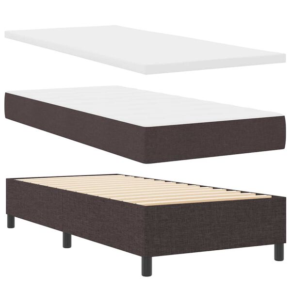 vidaXL Cama Box com colch&atilde;o Marrom Escuro 100 x 200 cm tecido