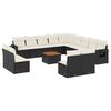 vidaXL 14 pcs conjunto de sof&aacute;s p/ jardim c/ almofad&otilde;es vime PE preto
