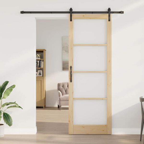vidaXL Porta Deslizante ORKDAL Natural e Preto 83 x 232 cm