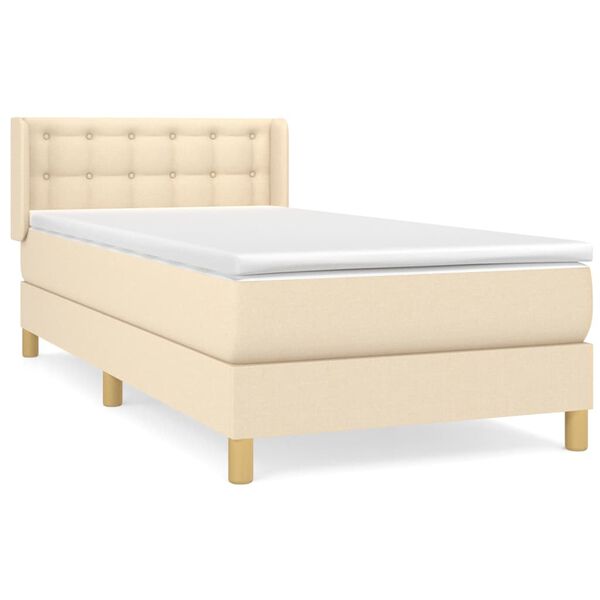 vidaXL Cama com molas/colch&atilde;o 90x190 cm tecido cor creme