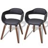 vidaXL Cadeiras jantar 2 pcs madeira curvada e couro artificial preto