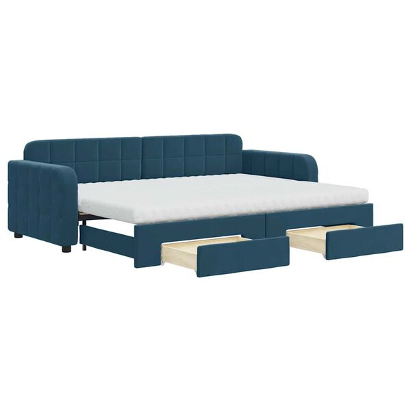 vidaXL Sof&aacute;-cama com gavet&atilde;o e gavetas 80x200 cm veludo azul