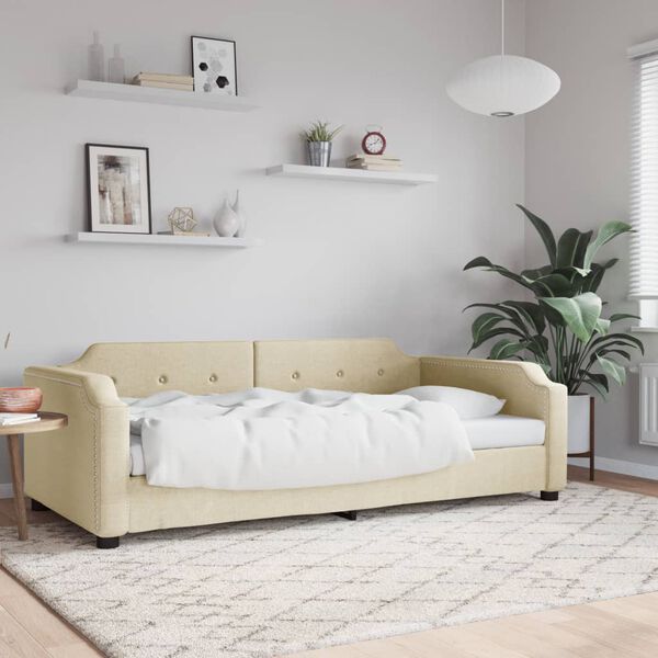 vidaXL Sof&aacute;-cama 100x200 cm tecido cor creme