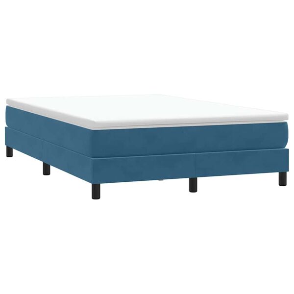 vidaXL Cama com molas sem colch&atilde;o 140x220 cm veludo azul-escuro