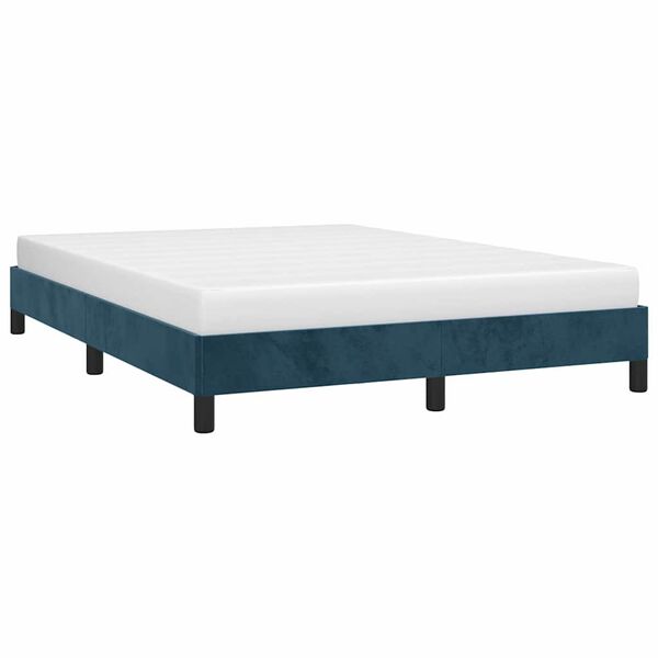 vidaXL Estrutura de cama sem colch&atilde;o 140x190 cm veludo azul-escuro