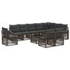 vidaXL Conjunto de Sof&aacute; de Jardim Ajust&aacute;vel 11 pcs Cinzento vime PE