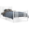vidaXL Estrutura de cama com cabeceira e p&eacute;s 107x203 cm metal branco